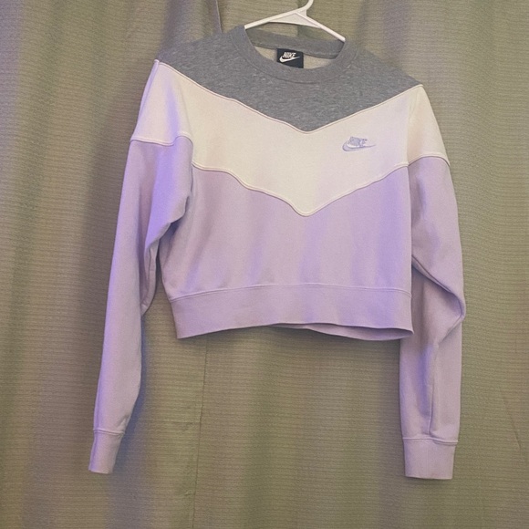 Nike Women's Tri-Tone Sweatshirt - Gray, Cream, Purple - Picture 1 of 4